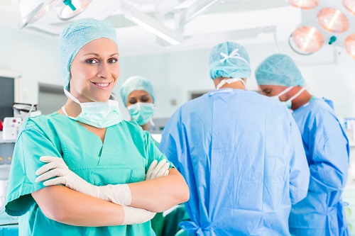 healthcare workers in a lab